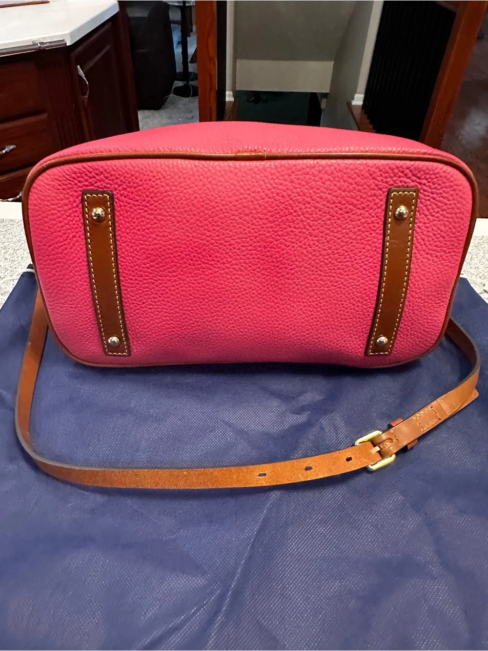 Price firm!!! Dooney & Bourke Pink Pebble Leather Satchel with Matching Wallet